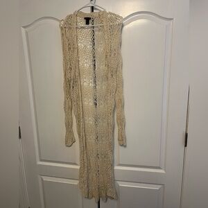 Forever 21 Cream Crochet Knit Top Large